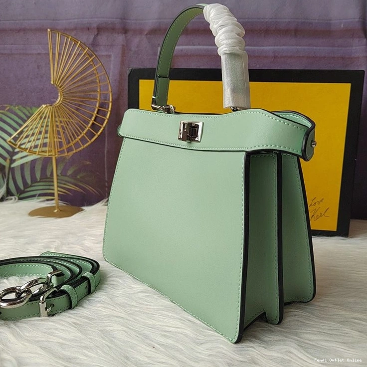 Affordable ISeeU In Nappa Peekaboo Fendi Leather Bag Petite Green 0718